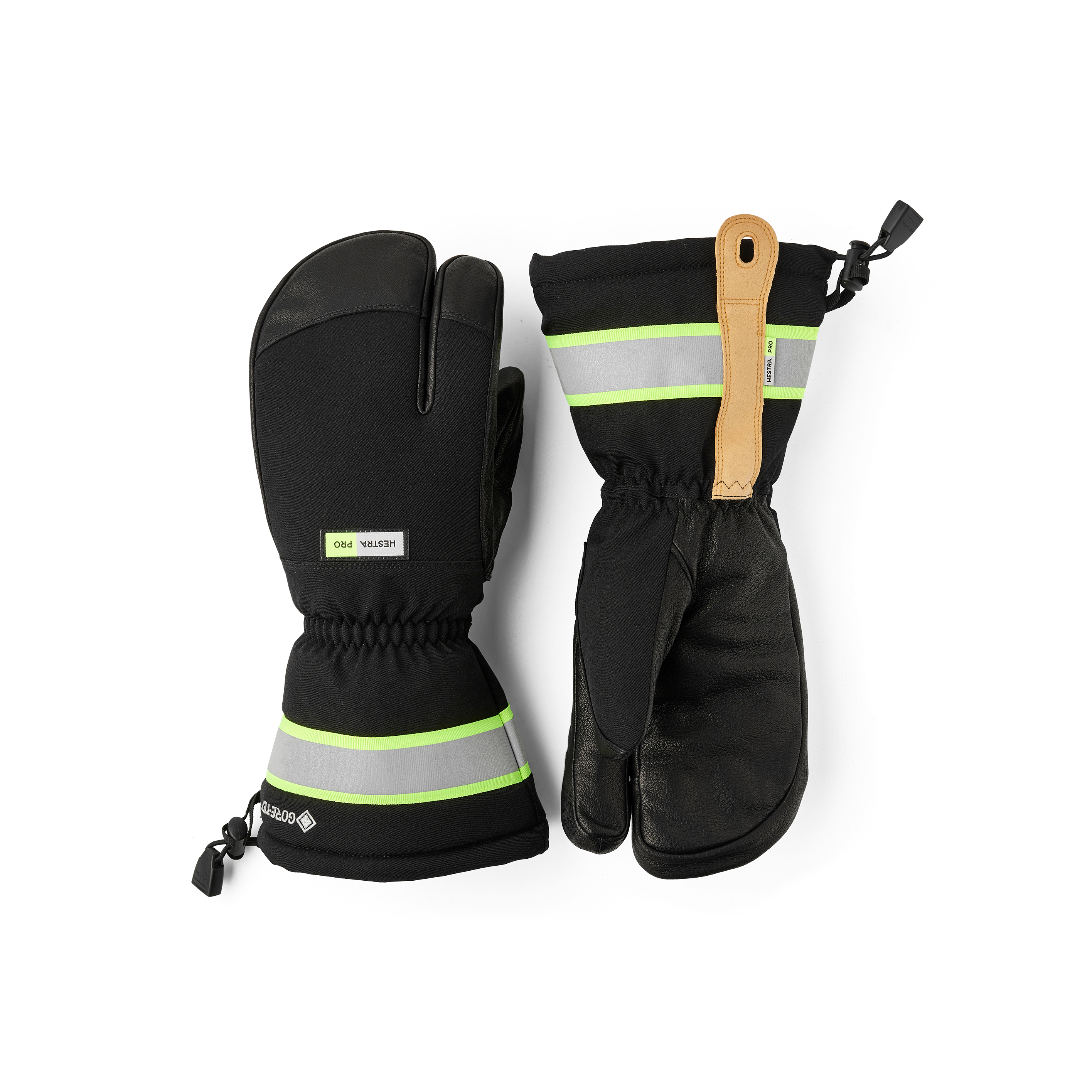 Hestra Gore-Tex Pro 3-Finger handske i Svart – framifrån